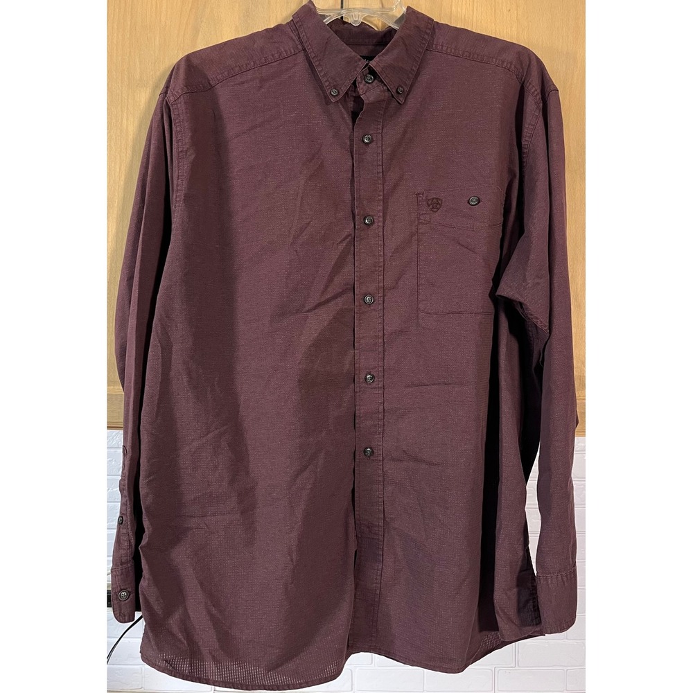 Ariat Pro Series Shirt Mens XL Burgundy Long‎ Sleeve Button Down Pocket